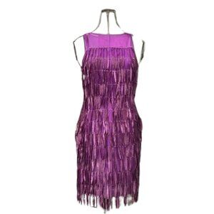 Purple Fringe Midi Dress